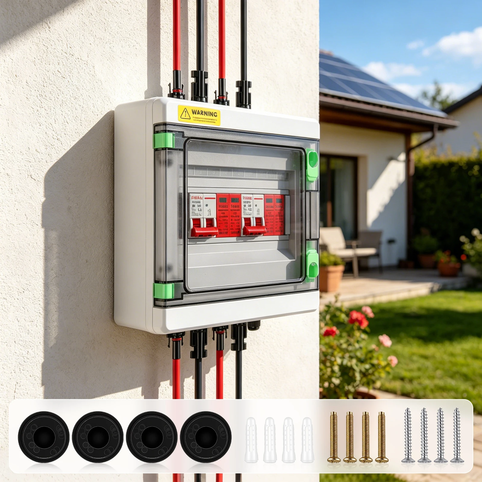 Solar PV Combiner Box 2-String, IP65 Surge Protection PV DC Isolator Switch 32A 1000V For Efficient Solar Energy Management