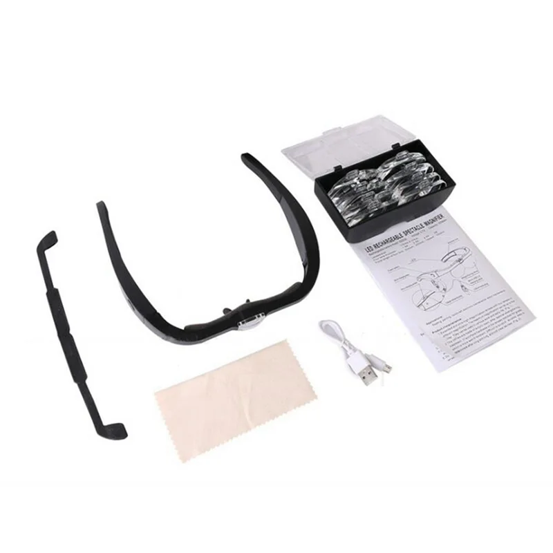 

ABRO-LED Light Magnifying Glass Rechargeable Magnifying Glass With Detachable Lenses 1.5X, 2.5X, 3.5X, 5X, Suitable For Close Re