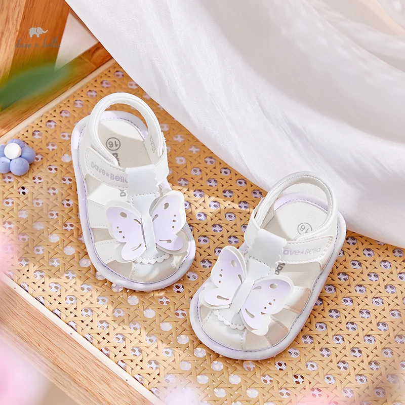 Dave Bella Infant Girl Sandals Toddler Summer Shoes Newborn Soft Sole Footwear Cute white Butterfly Baby Sandal DB2240992