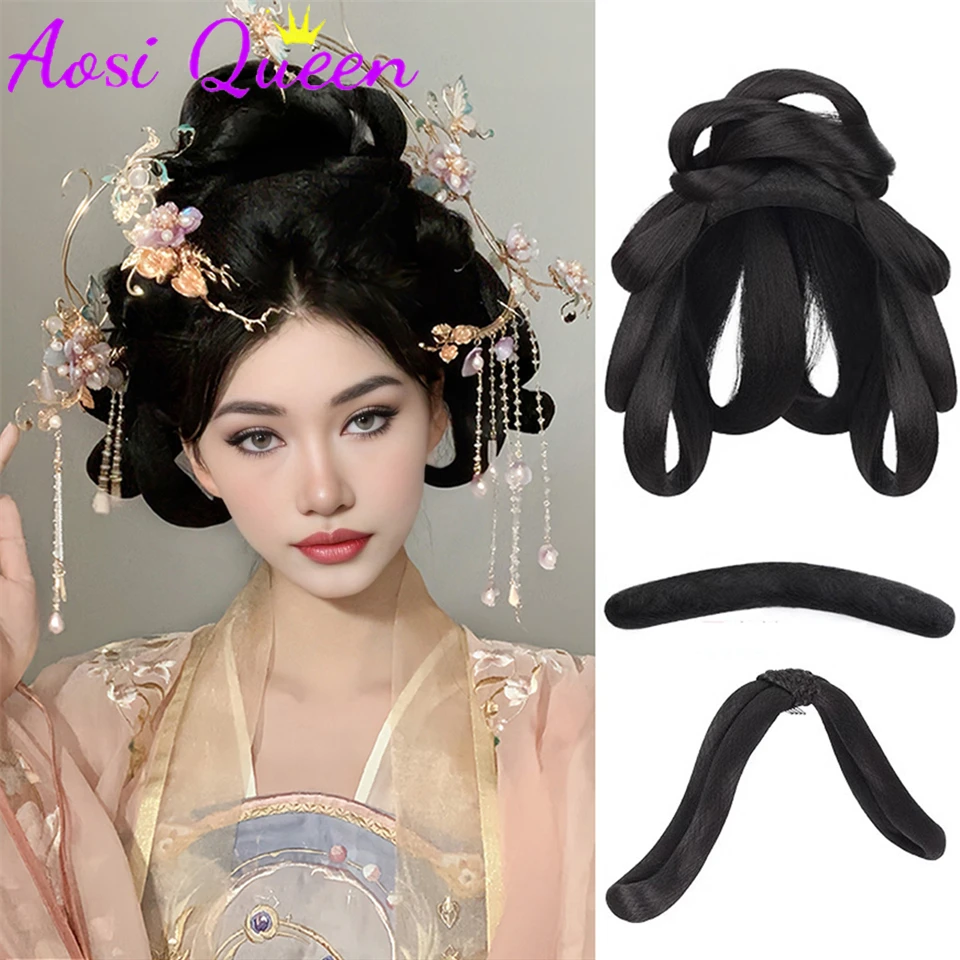 Synthetic Ancient Costume Hanfu Wig Integrated Headdress Ancient Style Hair Wig Bun Invented Tang Style Hair Bag Hair Pad