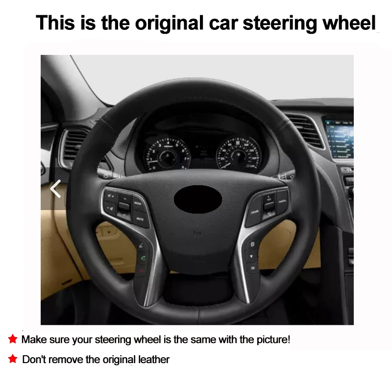 Hand Sewing Auto Car Steering Wheel Cover Volant Wrap For Hyundai Azera 2012 - 2017 Braid on Steering Wheel 2016 2015 2014 2013