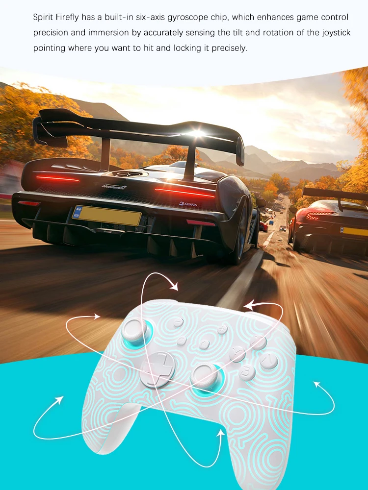 FUNLAB White Luminous Pattern pro controller Compatible Nintendo Switch 1/2 OLED/Lite/NFC/Turbo Wireless Remote Gamepad With RGB
