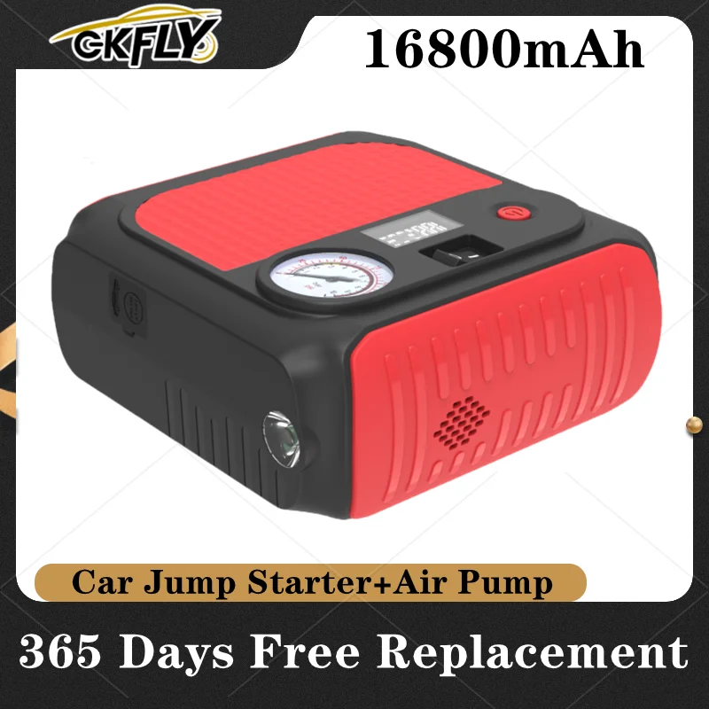 GKFLY 6000A Car Jump Starter 150PSI Air Pump Compressor 59.2Wh Car Booster Buster Digital Tire Inflator for Petrol Diesel Car