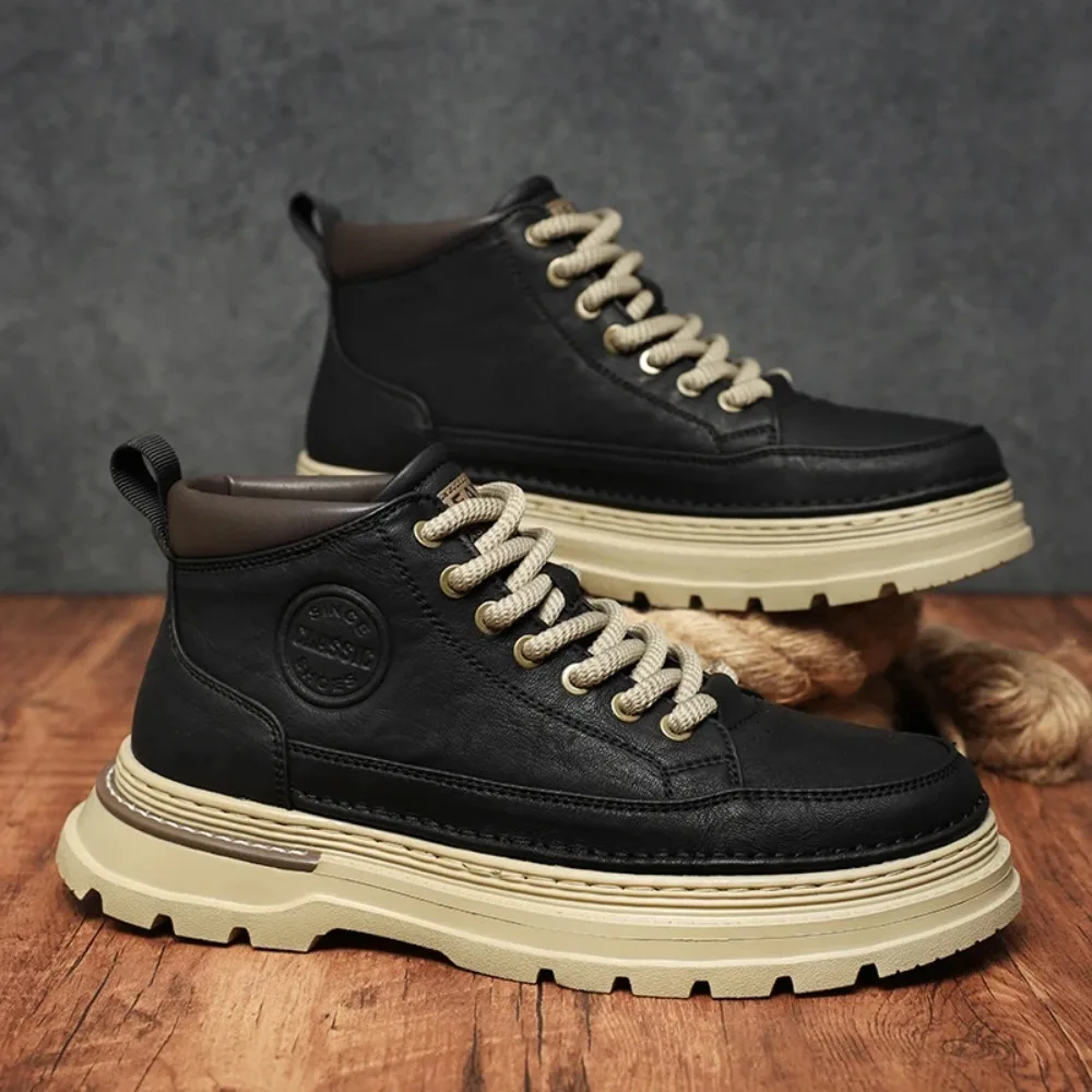 

Men's High-Top 2025 Autumn and Winter Men's British Style Retro Sports Work Shoes Soft-Soled Casual Men's Shoes