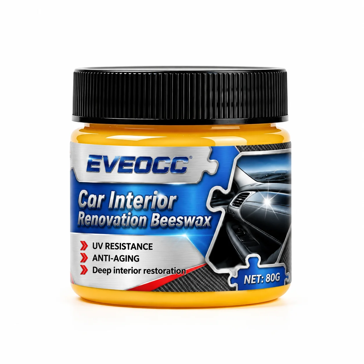 80g Car Interior Beeswax Leather Restoration Cream UV Resistant Anti-Aging Plastic Dashboard Renovation Wax