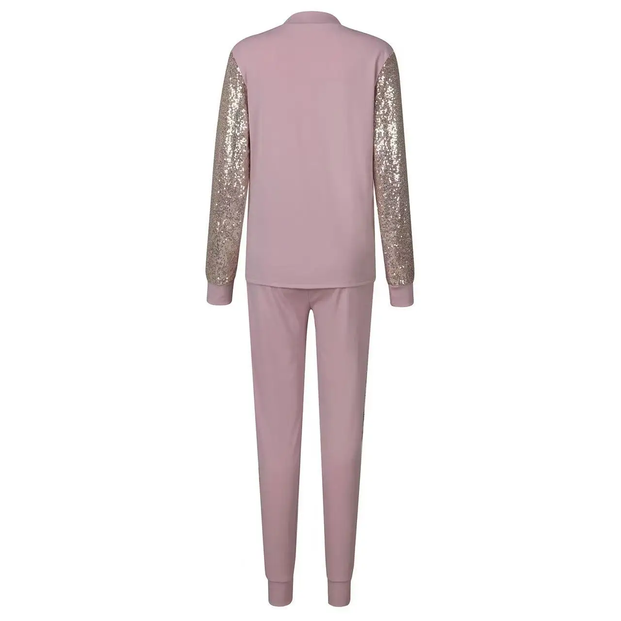 Women\'S Two-piece Set 2024 Women Fashion Sequin Heart Loose Sweatshirt Casual Long Sleeve Pullover Top Elastic Waist Broeksetjes