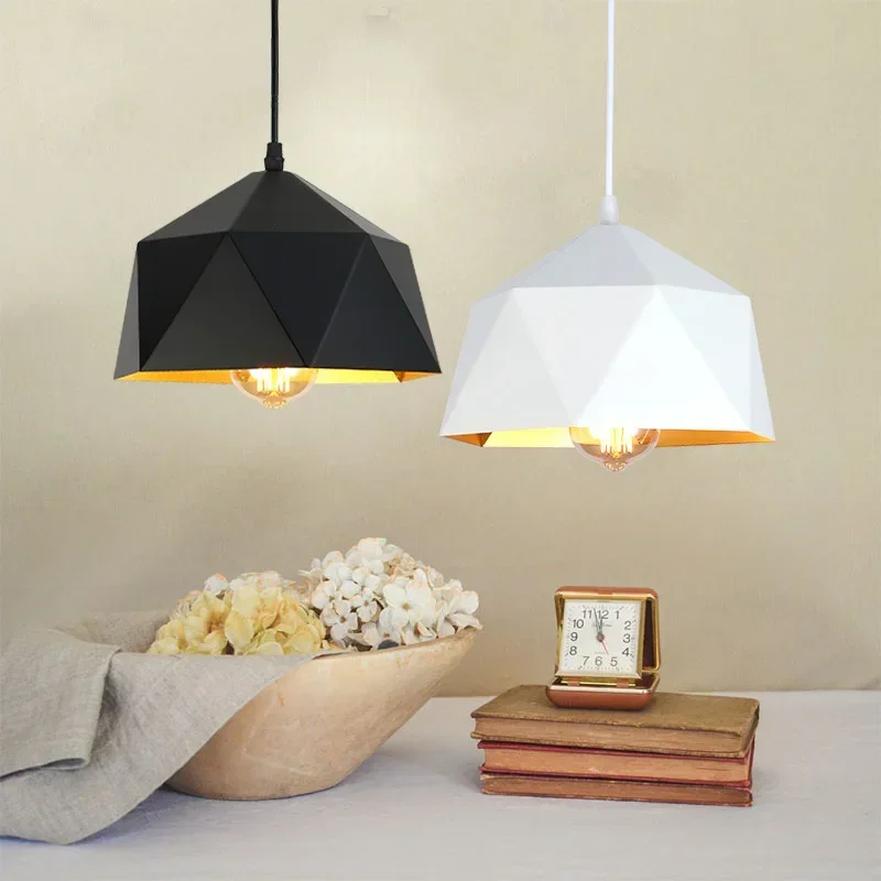

Modern minimalist personality LED geometric restaurant lamps bar cafe retro American rhombus industrial wind chandelier