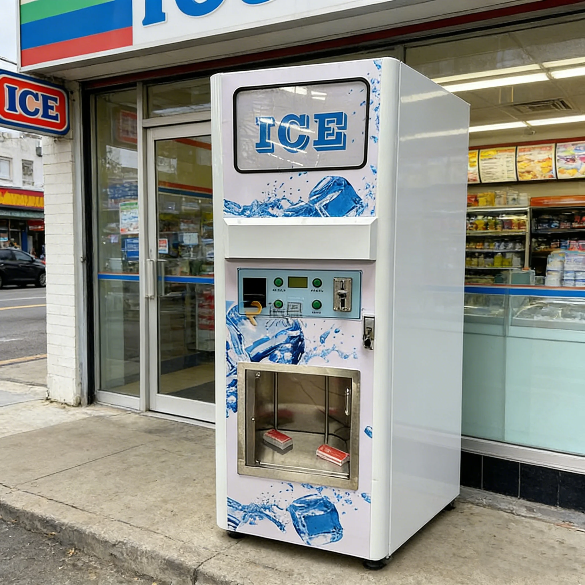 

OEM Customized Smart Touch Screen Ice Vending Machine Fully Automatic Ice Cube Dispenser Multi Language Support Cashless Payment