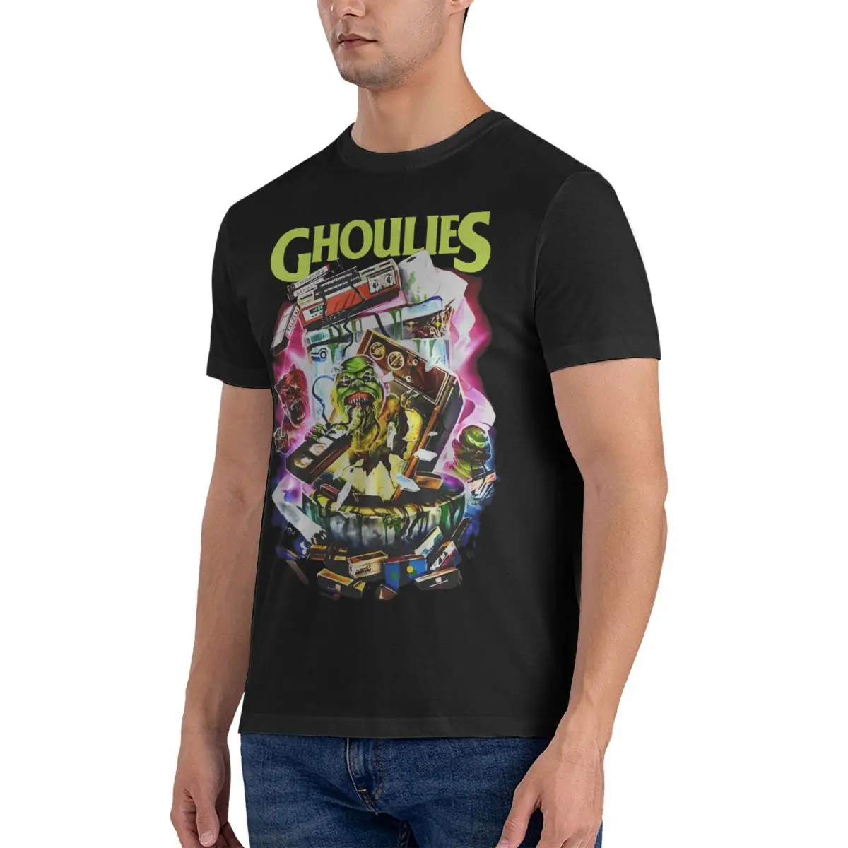 Men's T-Shirt Retro Music Horror Film Gift For Fans Leisure Cotton Tee Shirt Short Sleeve Ghoulies T Shirts Round Neck Clothes