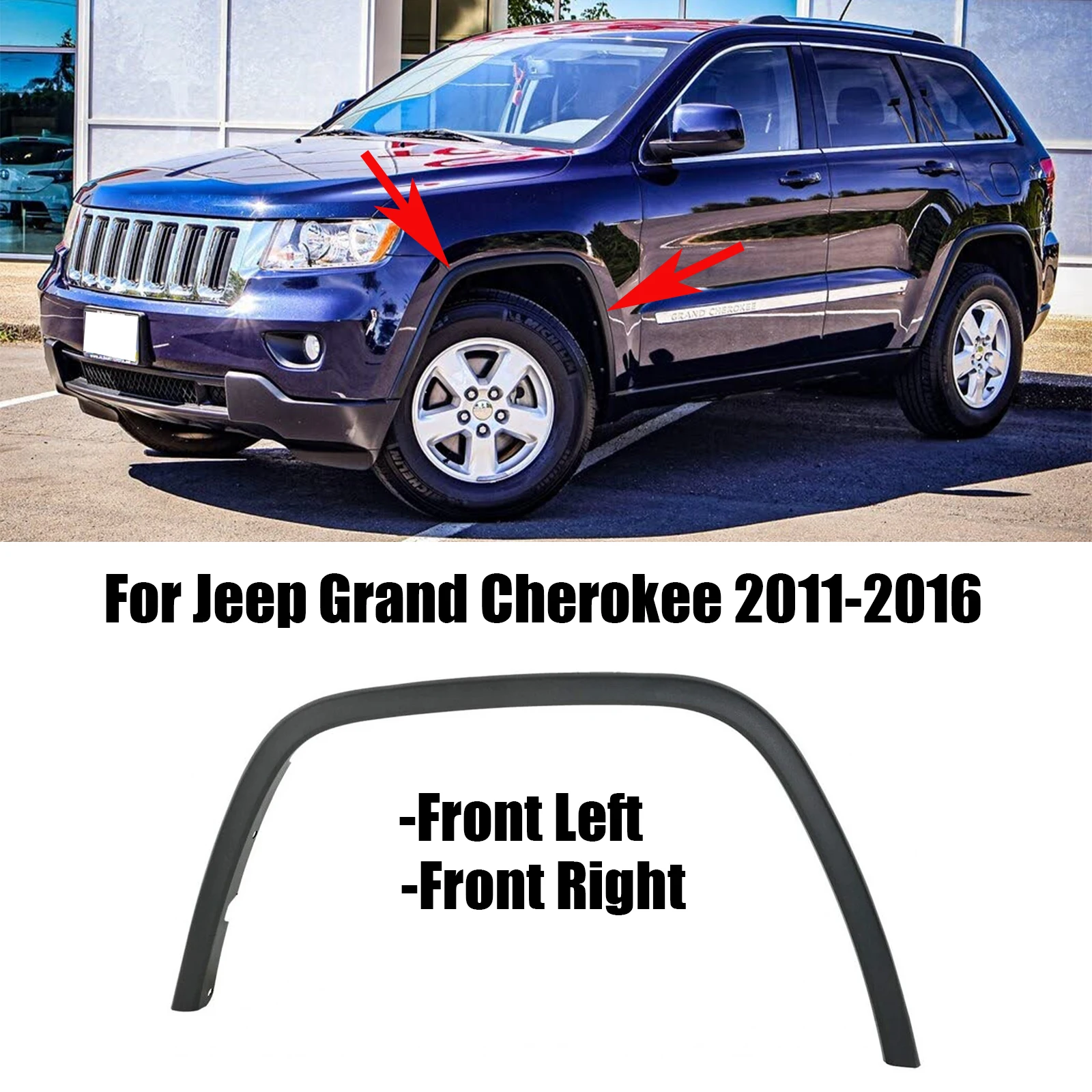 Car Front Fender Flare Wheel Arch Molding Eyebrow For 2011-2016 Jeep Grand Cherokee 1MP38RXFAE/CH1291106 1MP39RXFAE/CH1290106