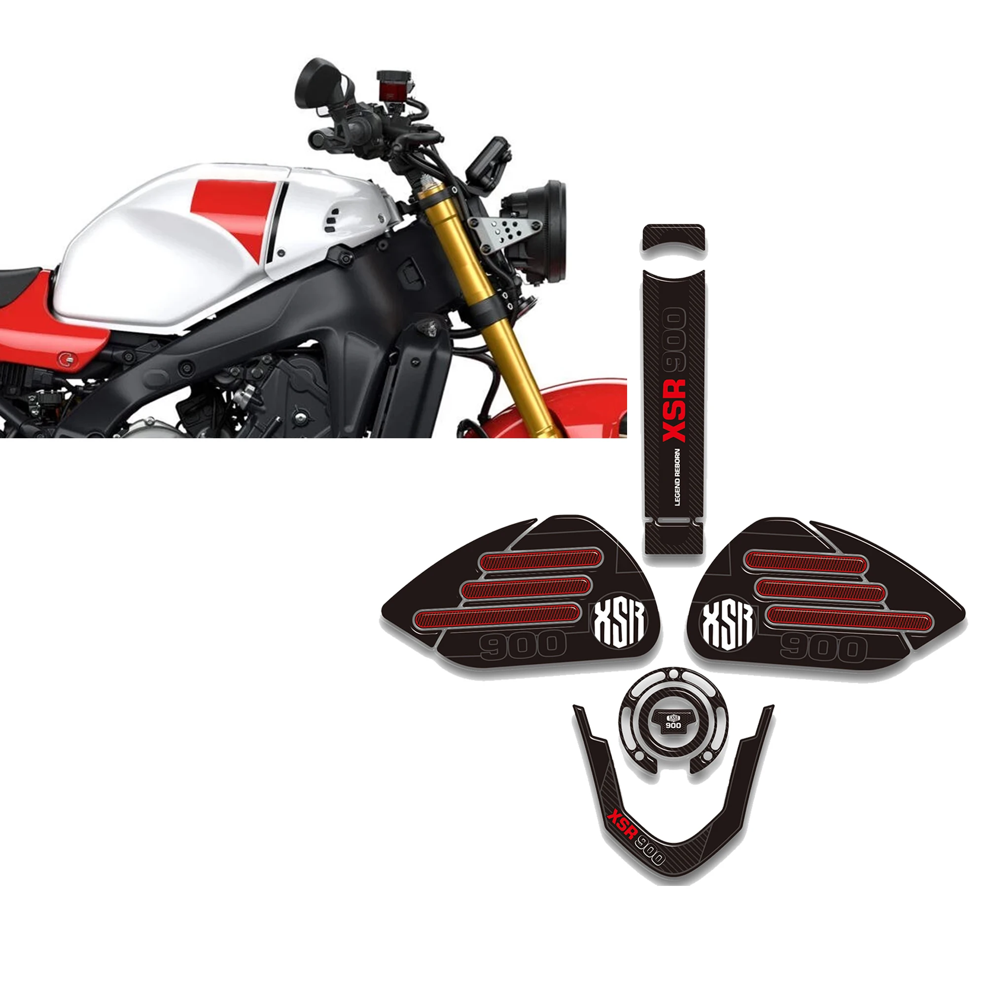 

for Yamaha XSR900 2022-2025 3D Resin Stickers Motorcycle Decorations and Side Tank Protections