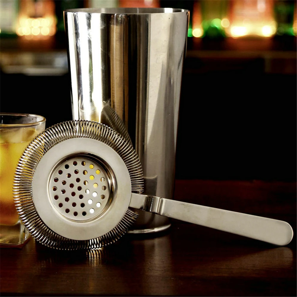 Professional stainless steel European Hawthorne Sprung Cocktail Strainer Ice Separator Net Leaker Bar Deluxe Strainer Bar Tools
