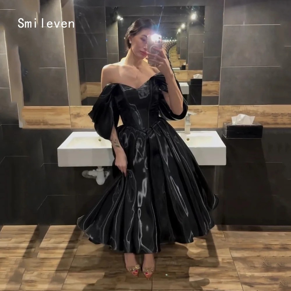 

Smileven Luxury A Line Prom Dress Off The Shoulder Elegant Gowns for Gala Party Liquid Organza Evening Dress Customized 2026