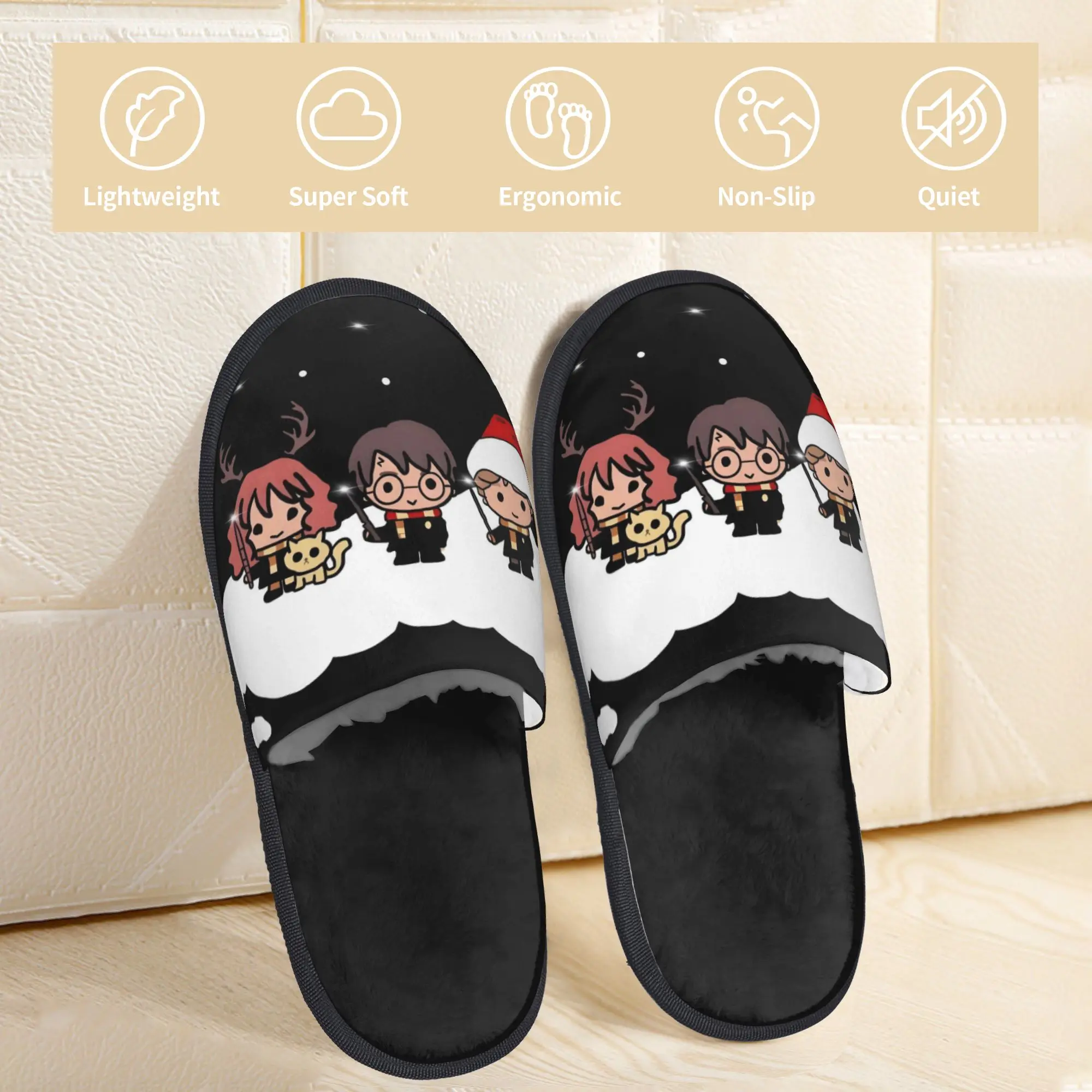 Custom Print Women H-Harryed Anime House Slippers Cozy Warm Halloween Witchcraft Memory Foam Fluffy Slipper Indoor Outdoor Shoes