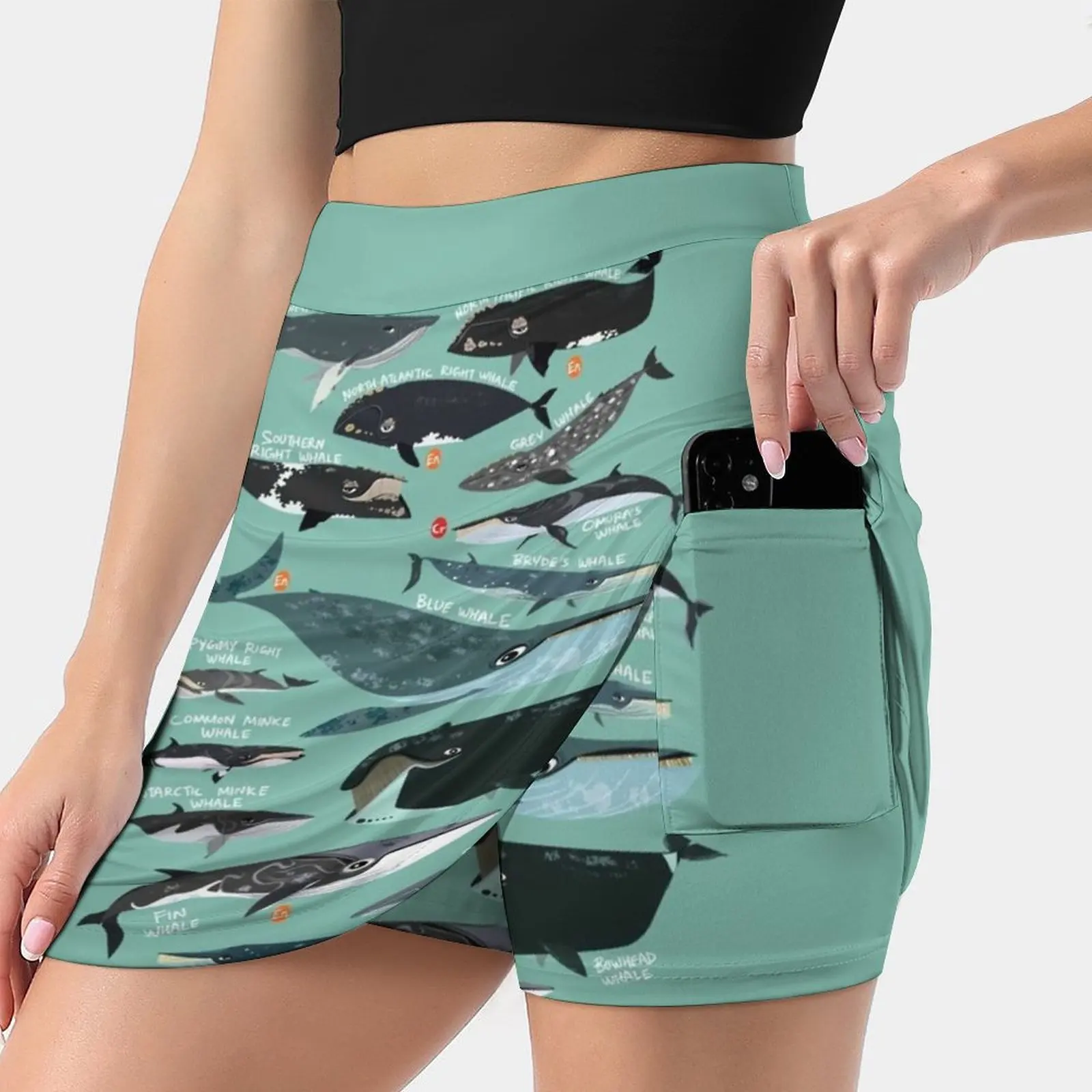 Baleen Whales Women's skirt Aesthetic skirts New Fashion Short Skirts Baleen Whale Whale Cute Funny Humour Biology Wildlife