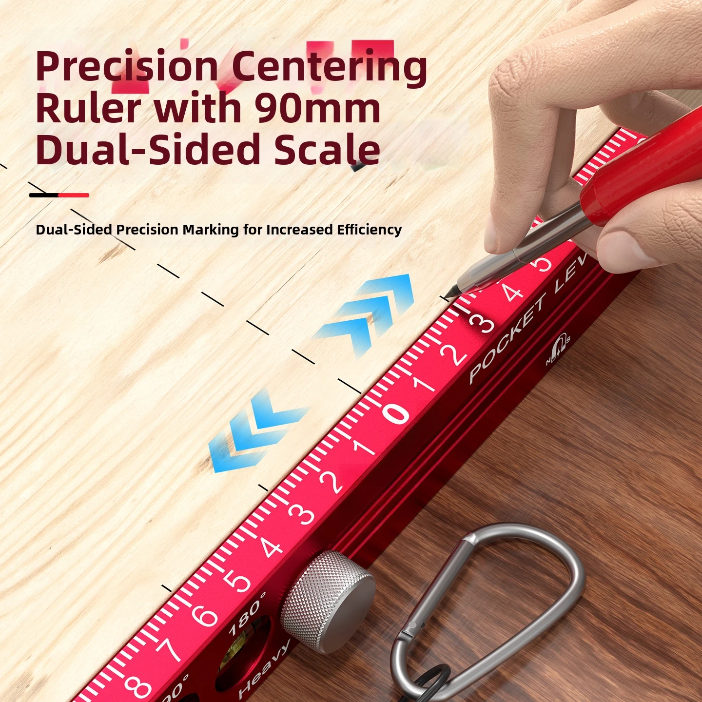 1PC Woodworking Tools Ruler Precision Pocket Ruler Slide Ruler Inch/Metric T-Track Metal Slide Stops Aluminum Precision Rulerler