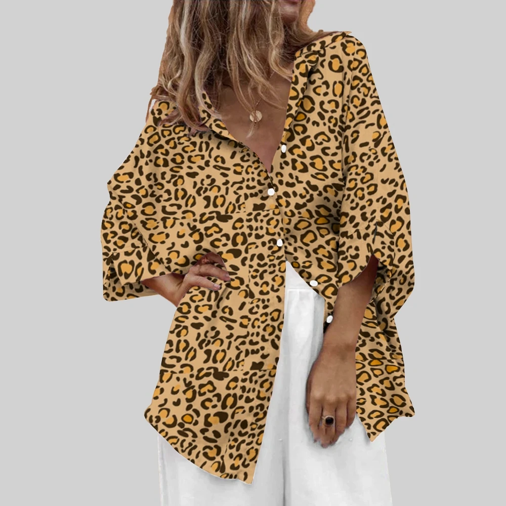 

Original Wildly Leopard Print Shirt Women’s Jungle Chic Blouse Casual VersatileLeopard Prints Blouse Leopard Lover Shirts