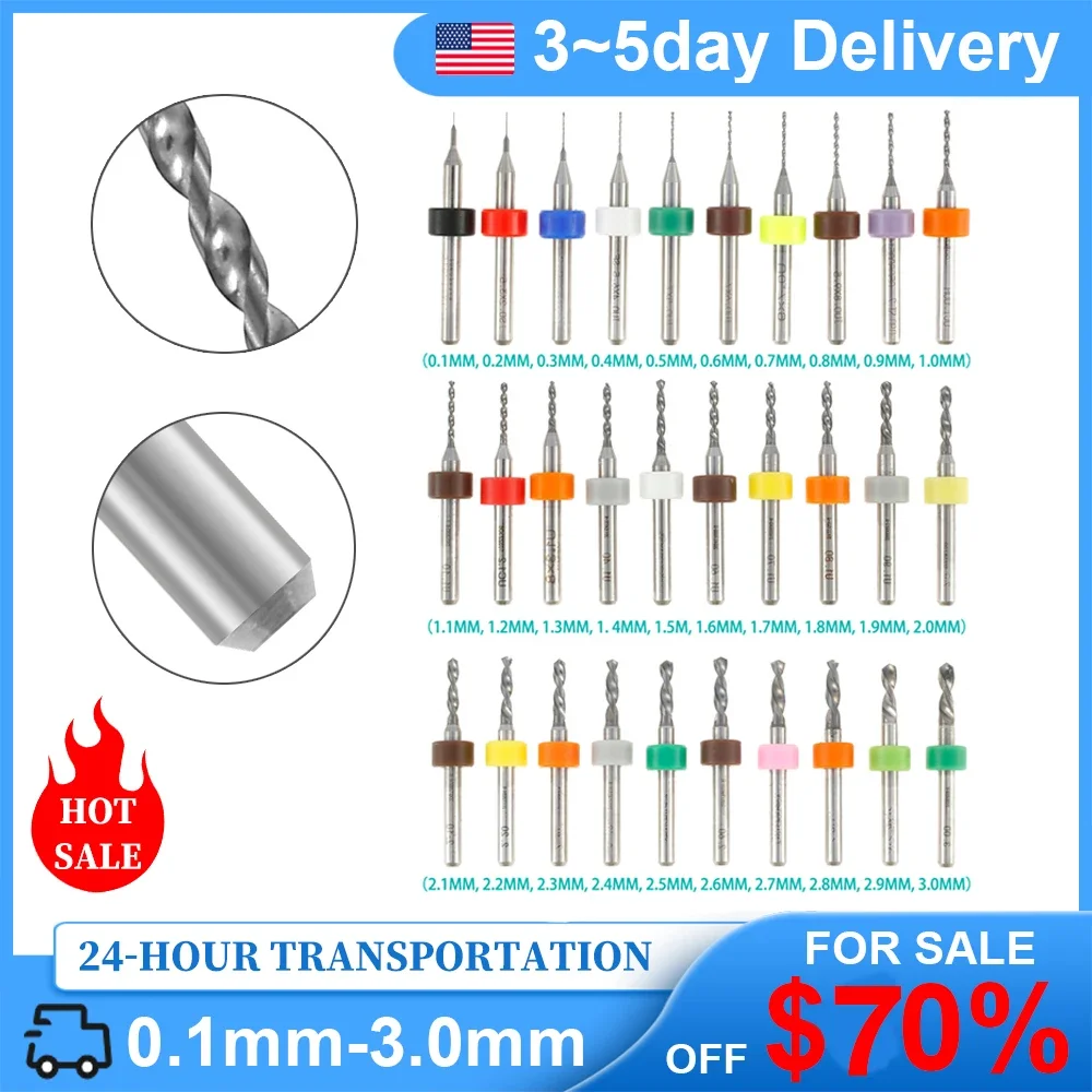 60/90Pcs PCB Drill Bits Set 0.1mm-3.0mm  Printed Circuit Board 1/8inch Fixed Shank Mini  Tungsten Steel Bits