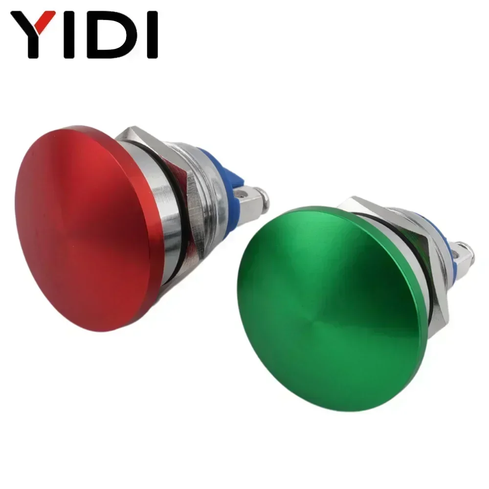 16mm 19mm 22mm Waterproof Metal 1NO 1NC Momentary On-off  Soldering Screw Mushroom Head Reset Push Button Switch Red Green Blue