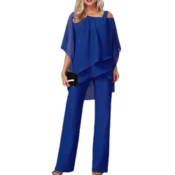Pant Sets Two Piece Set For WomenWomen Trousers Sets Two Pieces Sale Sexy Off Shoulder Half Batwing Sleeve Loose Pant Suits