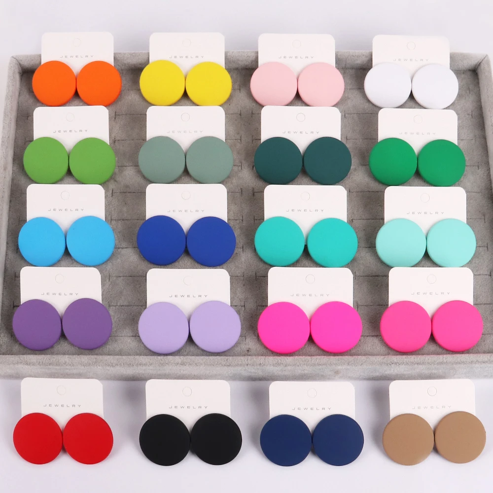 New Trend Round Spray Paint Earrings Earrings Simple Fashion Acrylic Personality Candy Color Earrings for Women