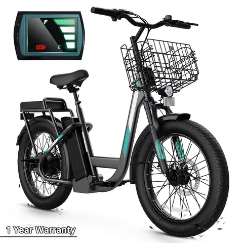 CAROMA Peak 560W Electric Scooter with Seat,20" Fat Tire E-Bike,Adult Scooter for Commuting with Basket&UL2272 1 Year Warranty