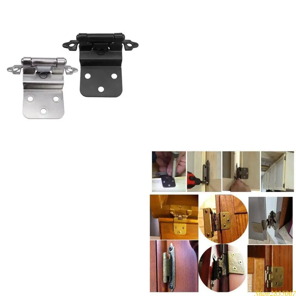 

3/8" Inset Cabinet Hinges Brushed Nickel Offset Closing Cabinet Hinges Simple Installs for Kitchen Cabinets Satins 831F