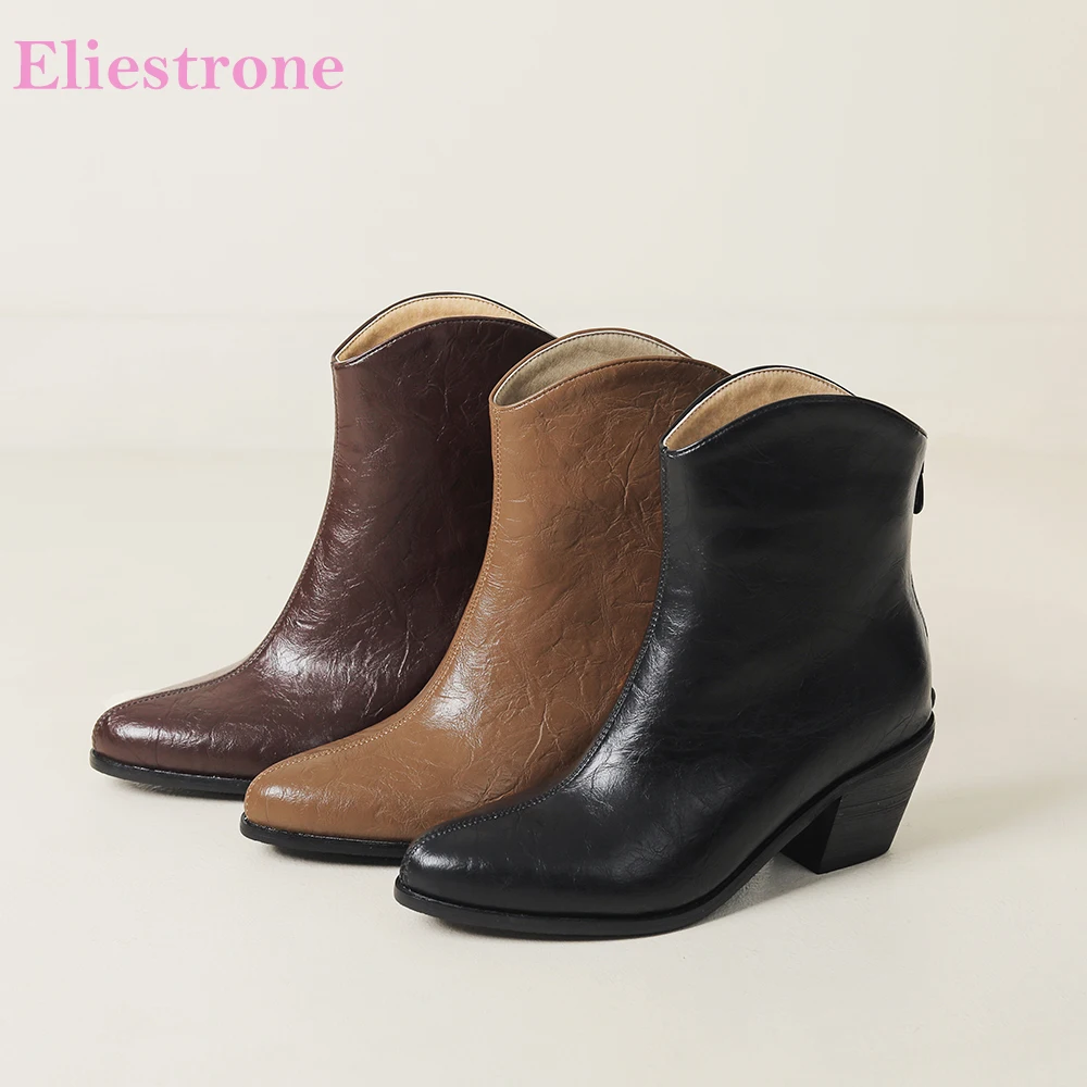 

Winter Comfortable Brown Yellow Women Mid Calf Boots Pointed Toe High Heels Lady Chelsea Shoes Plus Big Size 43 45 48