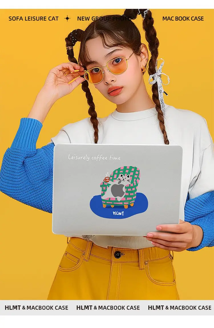Minimalist Cute Sofa Cat Case for Macbook Air 13.6 M5 M1 Pro 14 M4 Air 15.3 13 M3 15 M2 Mac Cover A3113 A2681 A2442 A2941 Neo