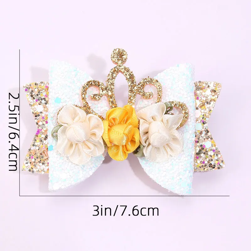 Fashion Hair Bow Clips For Girls Glitter Boutique Flower Hairpins Princess Crown Lips Hair Clip Kids Hair Ornaments Accessories