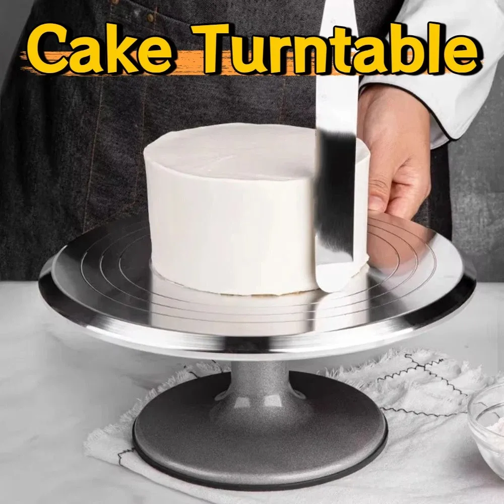 

Поворотный стол для торта из алюминиевого сплава, 10 дюймов, гладкое вращение, держатель для украшения торта, круглое силиконовое дно, вращающаяся подставка для торта