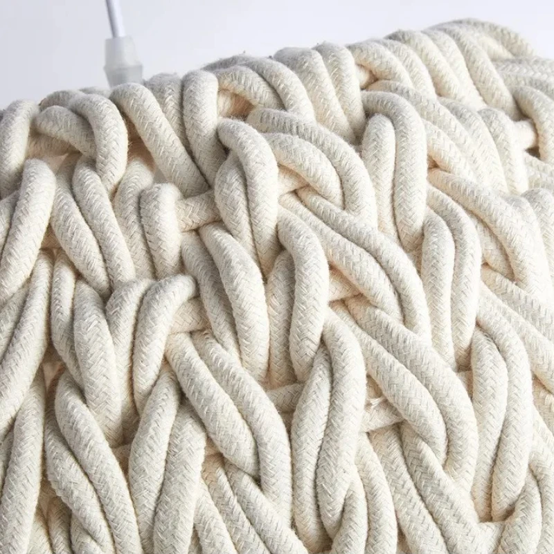 Nordic Knitted Rope Led Pendant Lamp Minimalist for Living Dining Table Room Bedroom Simple Home Design Hanging Light Fixture