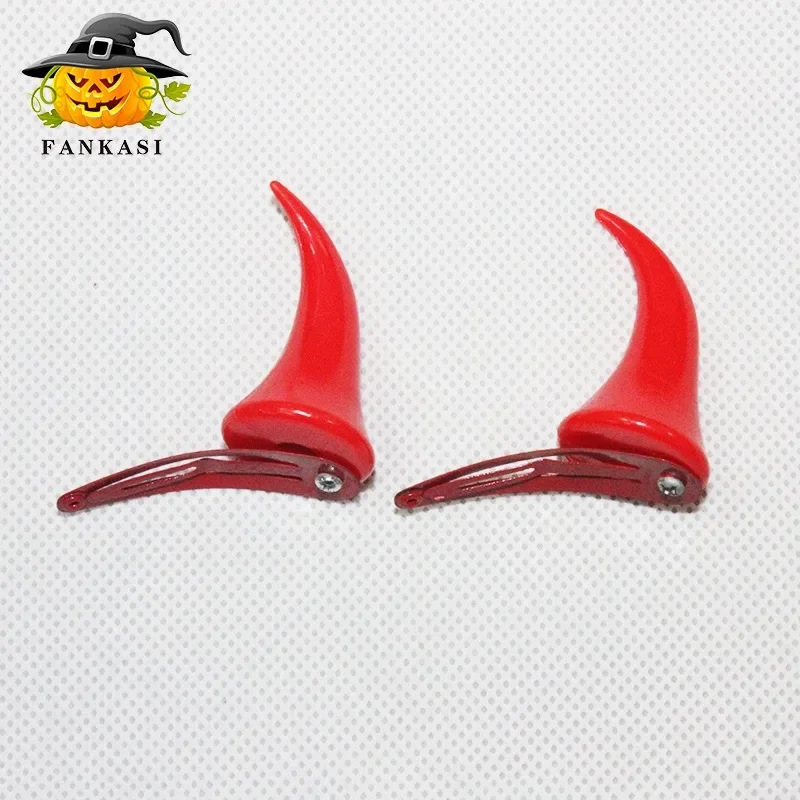 Creative Cute Hair Accessories Stage Performance Dressing Halloween Little Devil Decoration Red Bullhorn Hair Clip