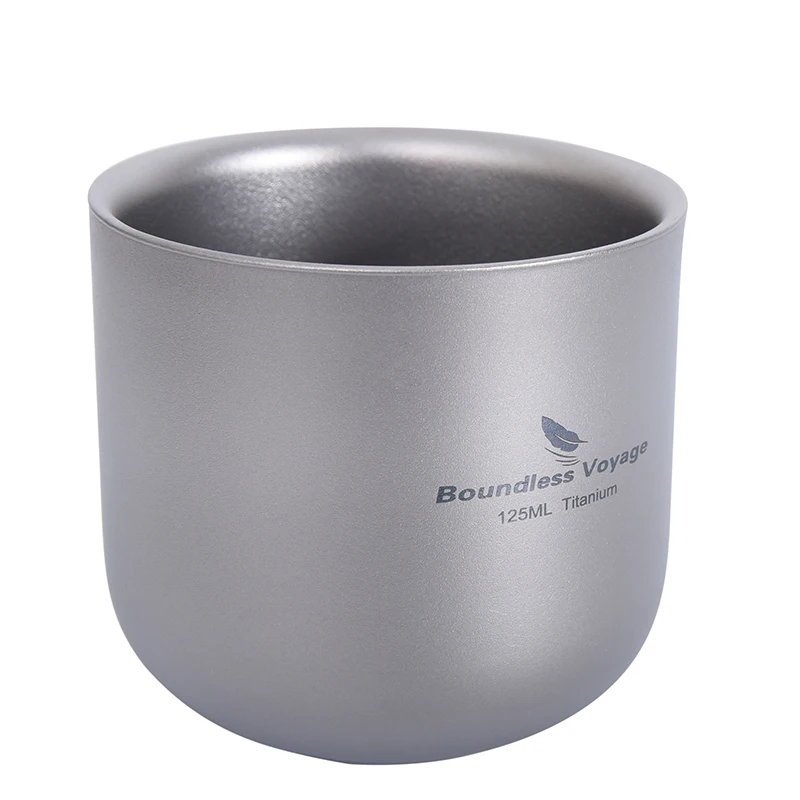 

Походная посуда Boundless Voyage, титановая чашка для воды, двухслойная антиожоговая уличная посуда для пикника, посуда для напитков, титановая кружка 125 мл