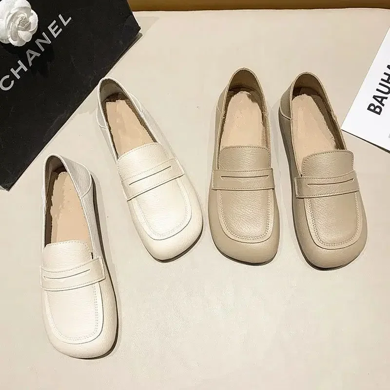 Flat Bottom Casual Women's Shoes Soft Sole Versatile Laid-back Slip-on Single Shoes New 2024 Style Summer Rubber Upper