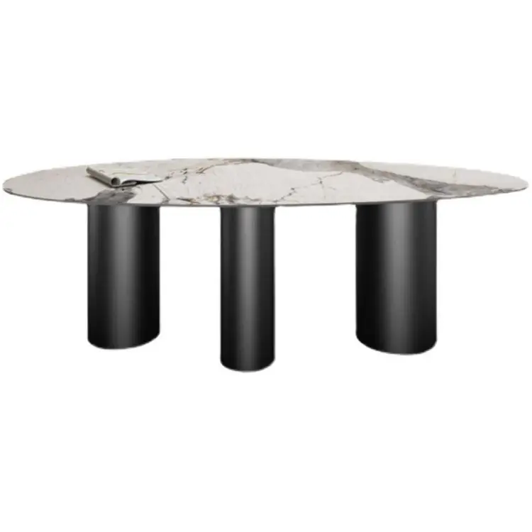 The stone dining table fuses technology and art, a light and luxurious design suitable for dining tables