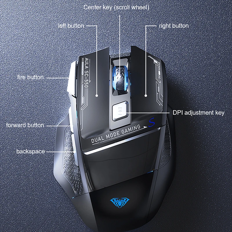 Aula sc550 Gaming-Maus 2,4g drahtlose Makro-Maus RGB Hintergrund beleuchtung ergonomisches Design E-Sport-Maus PC-Zubehör