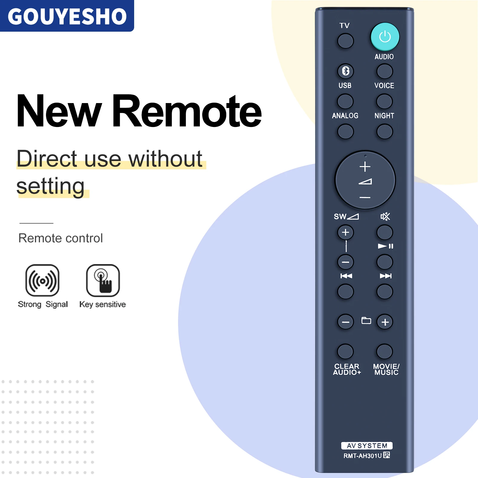 New RMT-AH301U Replace Remote Control for Sony HT-MT300 HT-MT301 SA-WMT300 SA-MT300 SA-MT301 SA-WMT301