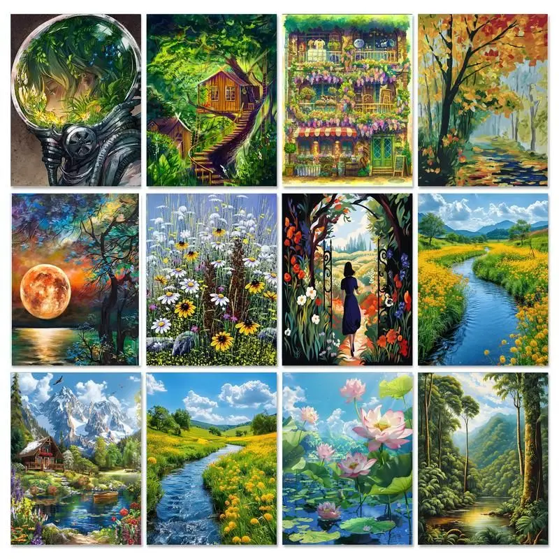 

GATYZTORY Paint By Number Canvas Painting Kits Handpainted Landscape DIY Picture Of Coloring By Numbers Home Decor Unique Gift