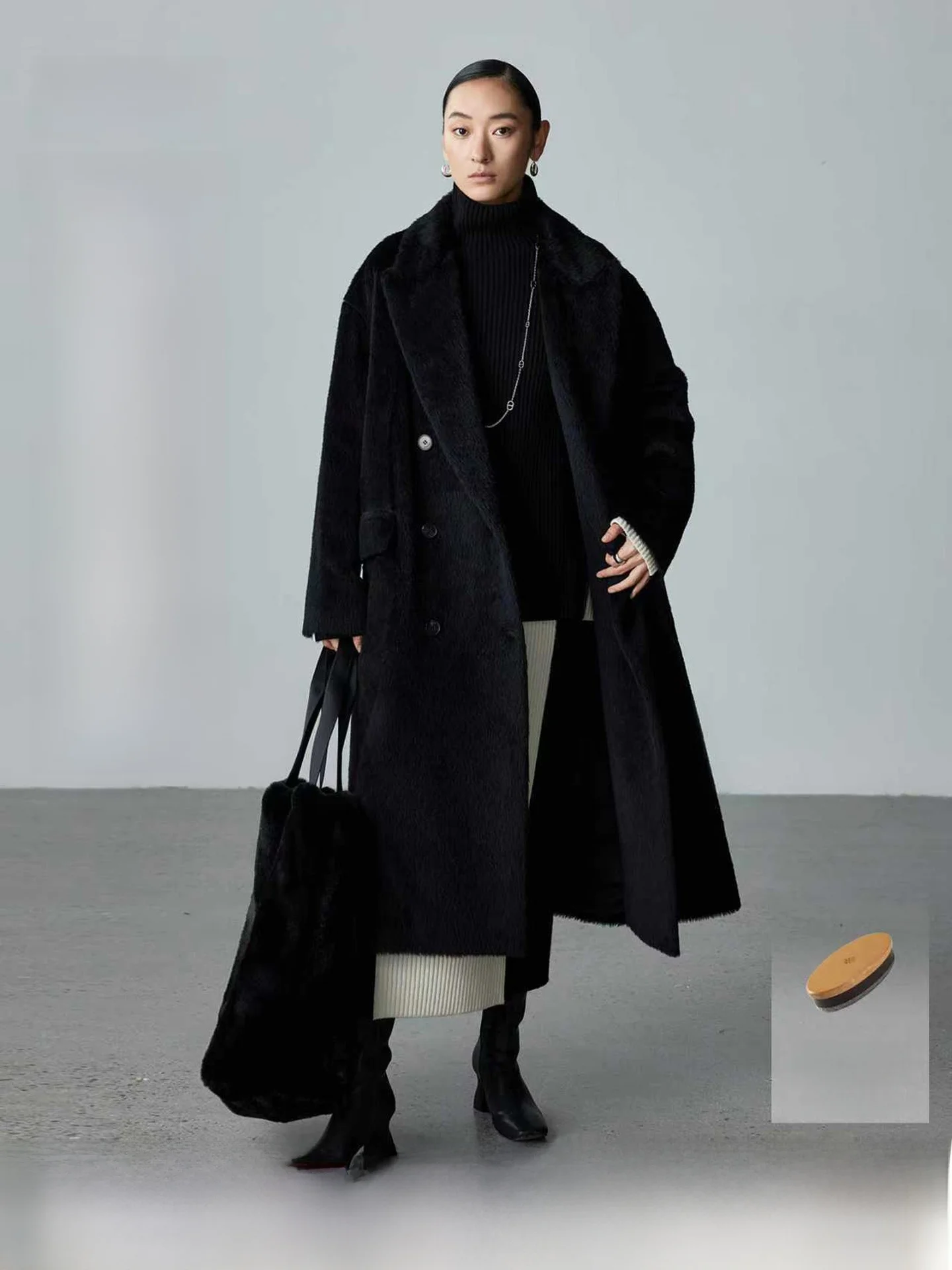 

YOOOJI Peruvian Suuri Alpaca Wool Coat Women's Suit Sle Outerwear Bla Long Sve Warm Commute Friendly Outerwear