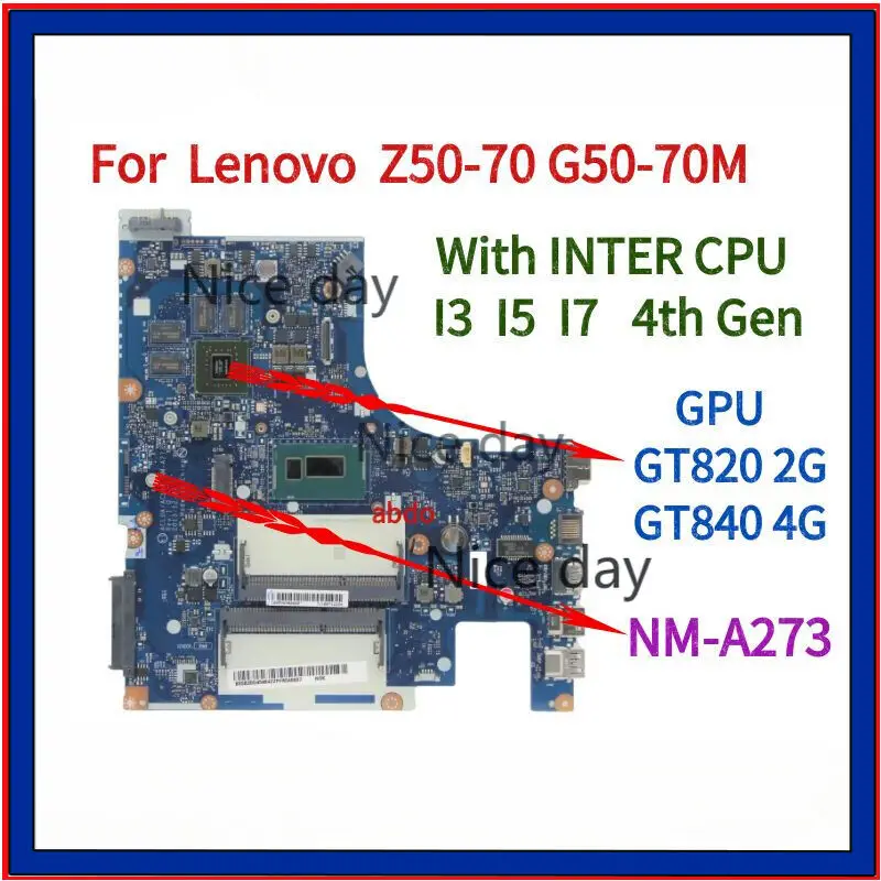 

NM-A273 Для LENOVO Ideapad Z50-70 G50-70M с N2957 n3558 I3 I5 I7 GT820 GT840