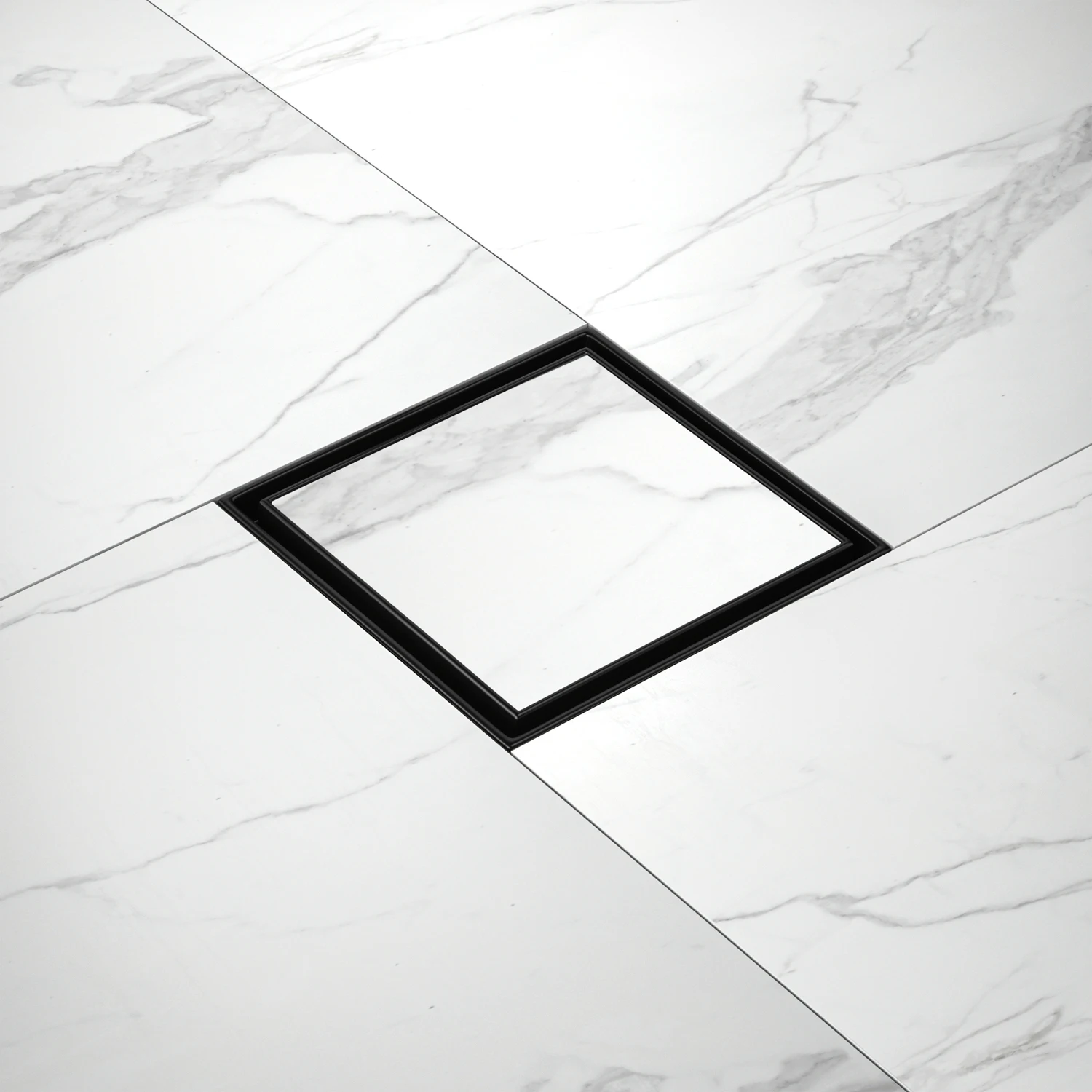 

6x6 Inch Matte Black 304 Stainless Steel Tile Insert Invisible Floor Drain for Bathroom Square Shower Drain