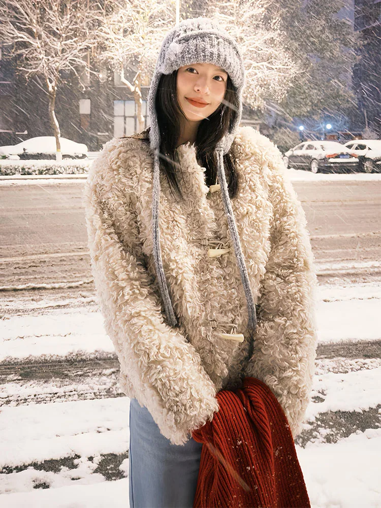 

Новая модная женская повседневная куртка из искусственной кожи 2025 года с мехом ягненка, утепленная