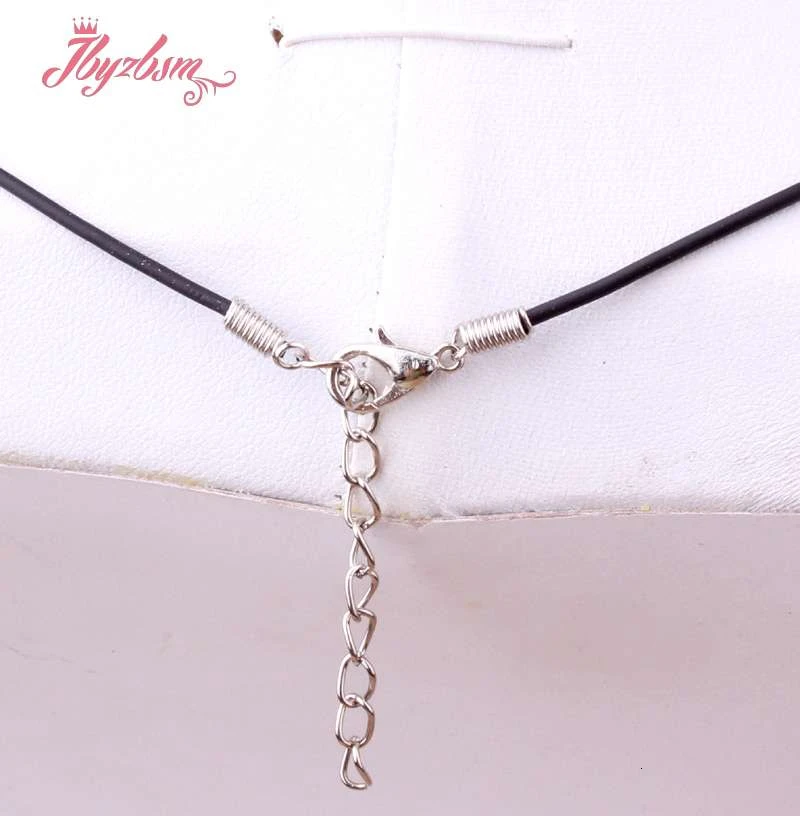 Natural 3 Pc Freshwater Pearl Round Stone Beads Silver Plated Pendant Leather Necklace For Women Christmas New Year Gift 17\