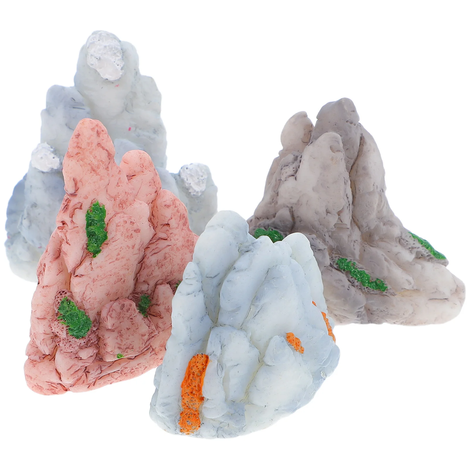 

4pcs Miniature Rockery Resin Fake Mountain For Indoor Bonsai Garden Fish Tank Diy Landscape Decor Micro Garden Decoration