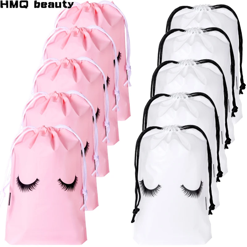 20Pcs Reusable Eyelash Extension Cosmetic Bag Plastic Drawstring Lashes Supplies Lipstick Travel Pouch Beauty Salon Makeup Tools