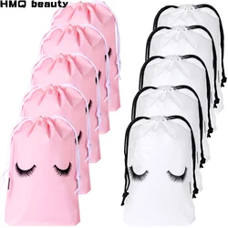 Bolsa de plástico reutilizable para extensión de pestañas, bolsa de cosméticos con cordón, suministros para lápiz labial, bolsa de viaje, herramientas de maquillaje para salón de belleza, 20 piezas