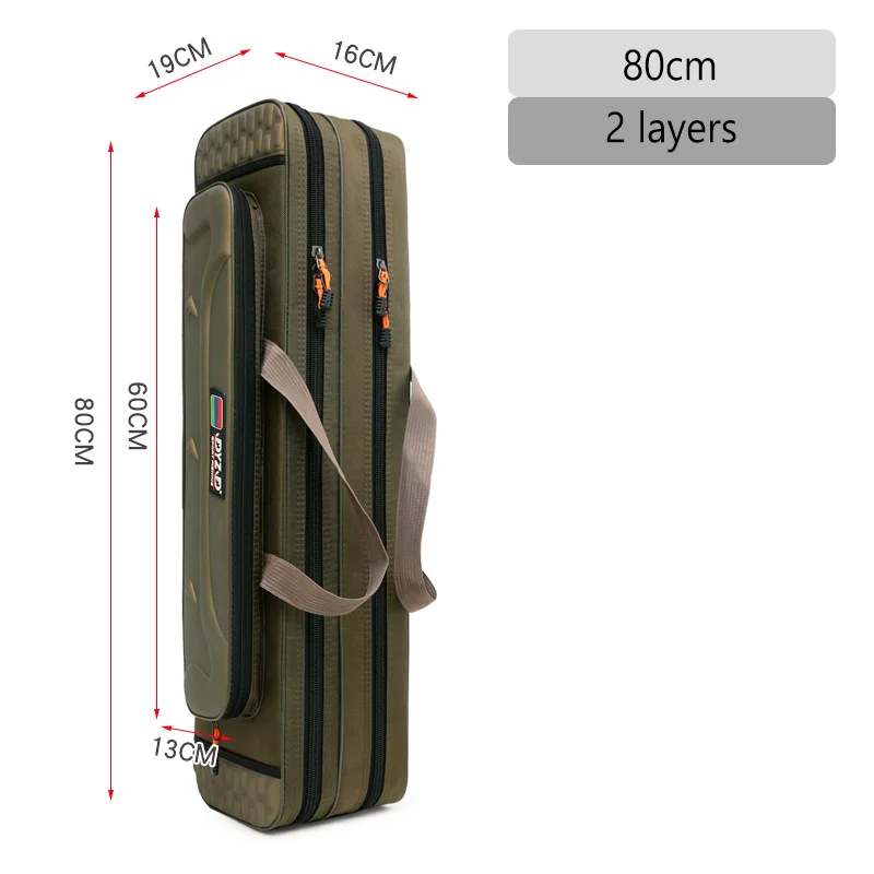 Multi Functional Hard Spinning Fishing Rod Bag 2/3/4 Layers 80-130cm 1680D Oxford Fishing Reel Gear Outdoor Hunting Storage Case