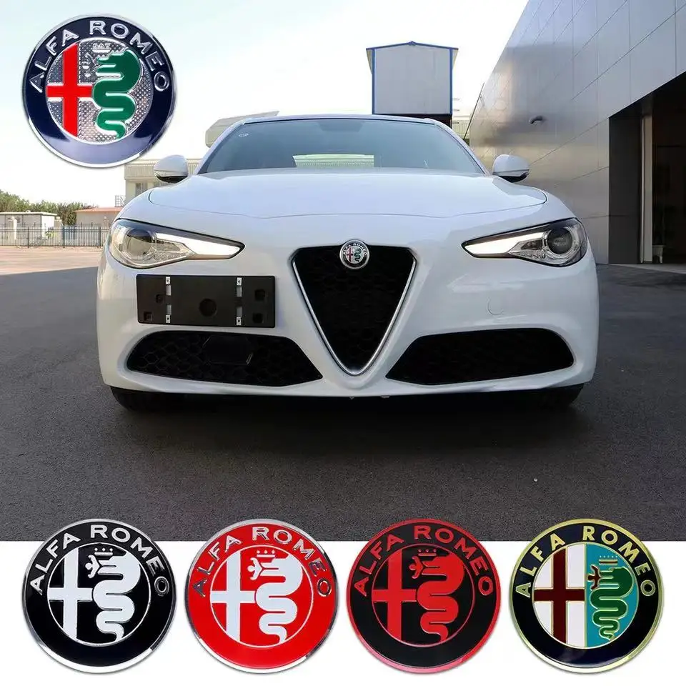 75 mm przedni emblemat na maskę samochodu do Alfa Romeo Sportiva 156 Stelvio Giulia Giulietta Naklejka na bagażnik Logo Akcesoria