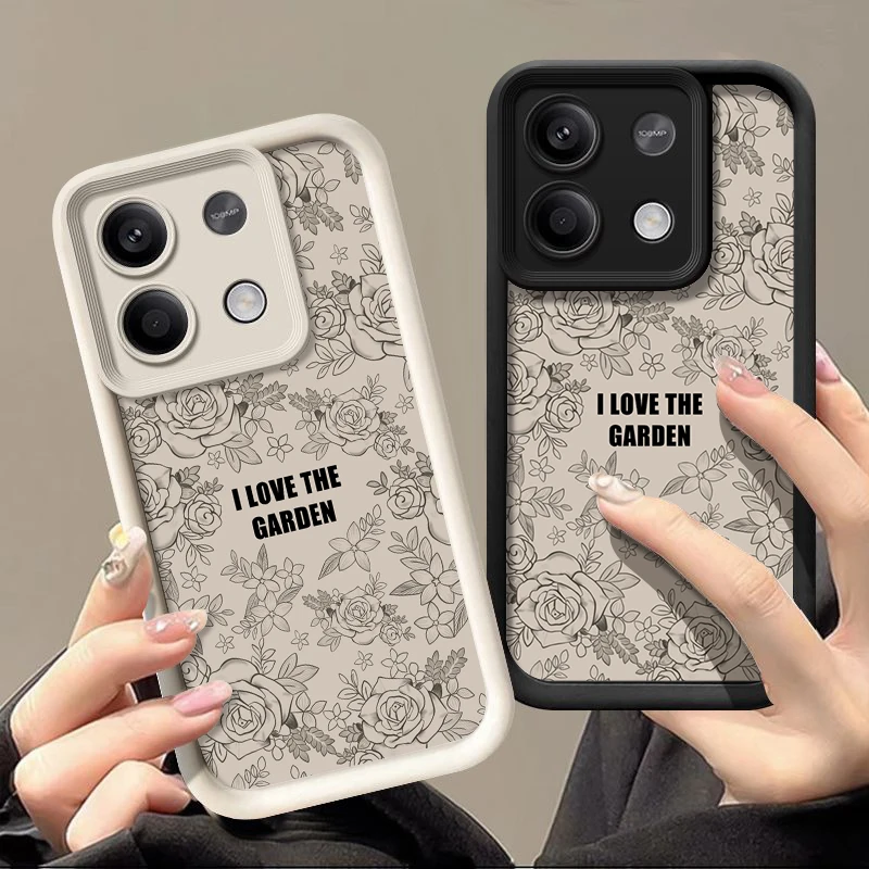 Shockproof Brown Rose Flower Case For Xiaomi Redmi Note 13 12 11 Pro 5G 10 11s 11T 13T Poco F6 X6 X5 M6 Pro 4G Soft Bumper Cover